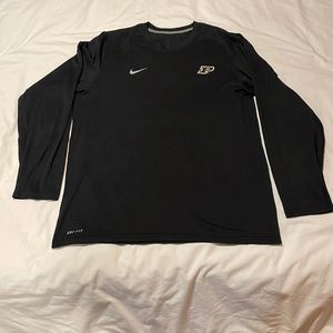 Mens Dri Fit Purdue logo long sleeve T-shirt